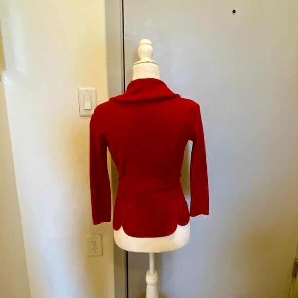 BCBG Red Cardigan 100% Merino Wool XS - Picture 4 of 6